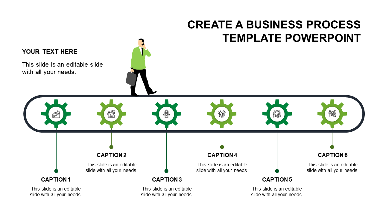 business process template powerpoint-green